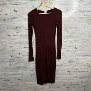 Wilfred burgundy red long sleeve maxi dress size xs aritzia